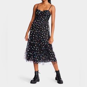 NWT Betsey Johnson Rainbow Star Mesh MIDI Dress Size 10